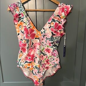 L.L. Bean Colorful Floral One Piece Swimsuit